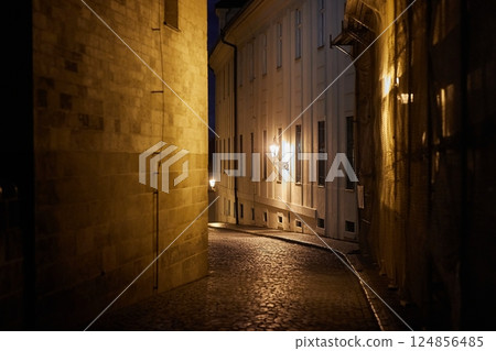 Night view of street at Prague Castle Night view of street at Prague Castle 124856485