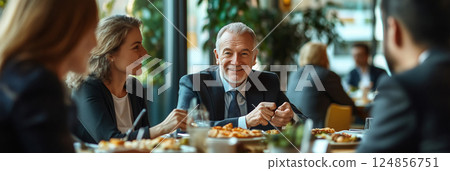 Engaging business meeting among professionals in a modern office setting 124856751