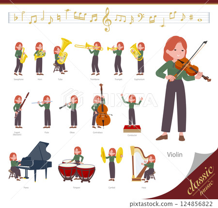 一群紅髮女子表演古典音樂 一群紅髮女子表演古典音樂 124856822