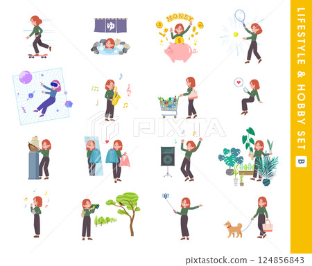 一組紅頭髮女人的嗜好和生活方式。 B型 124856843