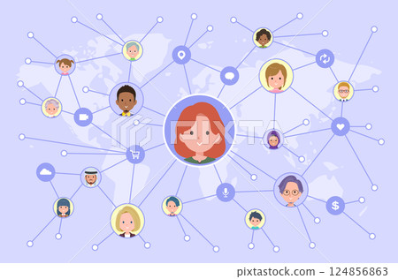 一群紅頭髮的女人在社群媒體上發布訊息 124856863