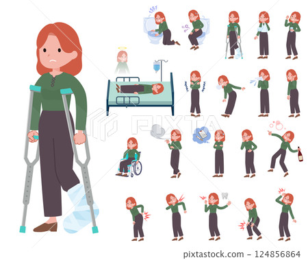 一組處於受傷或患病狀態的紅髮女性 一組處於受傷或患病狀態的紅髮女性 124856864