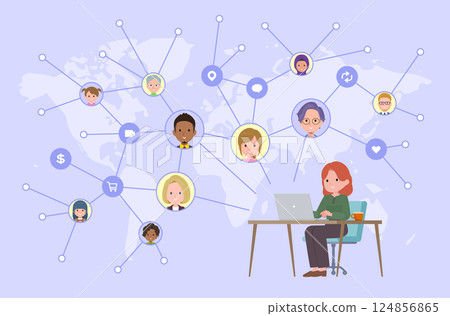 A set of red-haired women posting information on social media A set of red-haired women posting information on social media 124856865