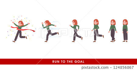 一組紅頭髮的女人在跑步 一組紅頭髮的女人在跑步 124856867