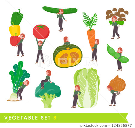 A set of vegetables and a red-haired woman. Type B 124856877