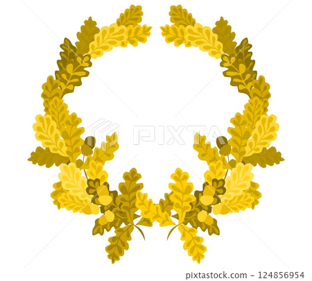 complex wreath with oak leaves and acorns yellow 124856954