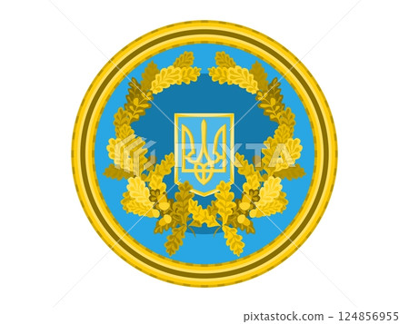 coin victory ukraine sign oak leaves and trident 124856955