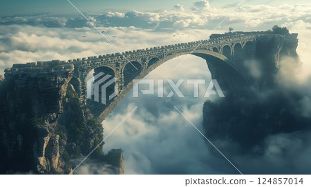 古老石橋橫跨雲海的奇觀 124857014