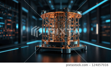 Abstract quantum computing circuit with futuristic design 124857016