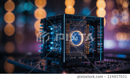 Abstract quantum computing circuit with futuristic design Abstract quantum computing circuit with futuristic design 124857031