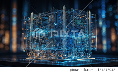 Abstract quantum computing circuit with futuristic design Abstract quantum computing circuit with futuristic design 124857032