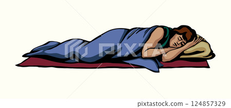 Vector drawing. Ancient sleeping man 124857329