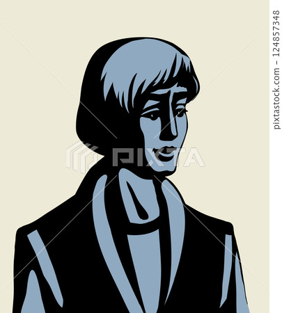 Vector drawing. Young guy servant page 124857348