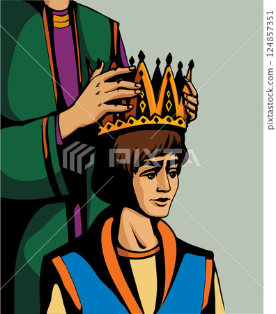 Vector drawing. Hands holds a crown 124857351