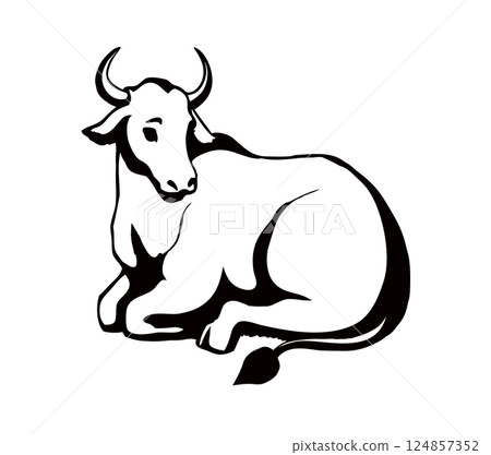 Vector drawing. Cute big cow 124857352