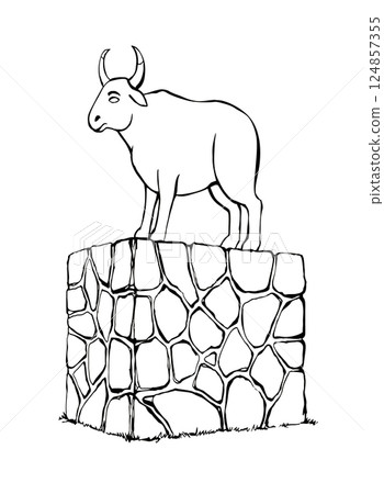 Vector drawing. Big golden idol Vector drawing. Big golden idol 124857355