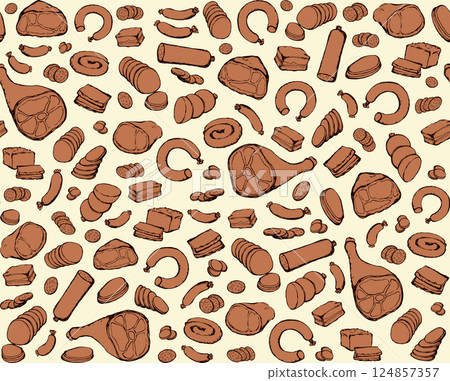 Meat production. Vector drawing food Meat production. Vector drawing food 124857357