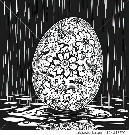 An artistic Easter egg drawing perfect for DIY coloring and springtime crafts. An artistic Easter egg drawing perfect for DIY coloring and springtime crafts. 124857791