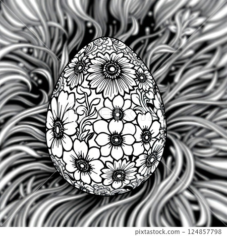 A beautifully detailed ornamental Easter egg design perfect for creative coloring. 124857798