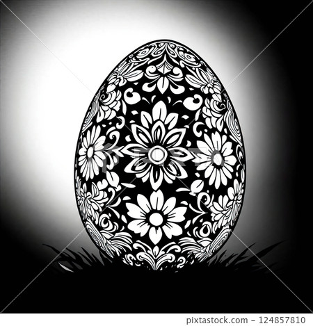 A beautifully detailed ornamental Easter egg design perfect for creative coloring. 124857810