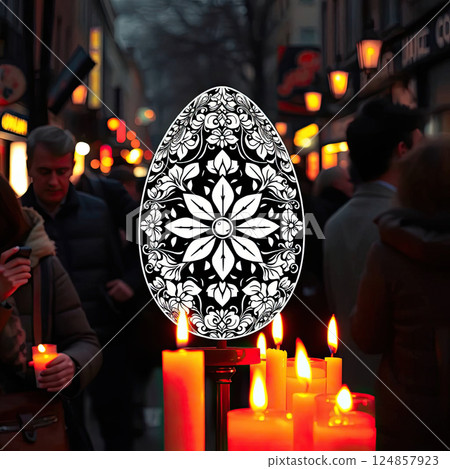 A beautifully detailed ornamental Easter egg design perfect for creative coloring. A beautifully detailed ornamental Easter egg design perfect for creative coloring. 124857923