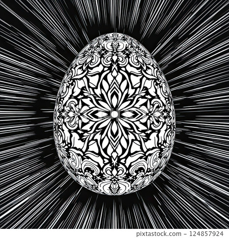 A beautifully detailed ornamental Easter egg design perfect for creative coloring. A beautifully detailed ornamental Easter egg design perfect for creative coloring. 124857924