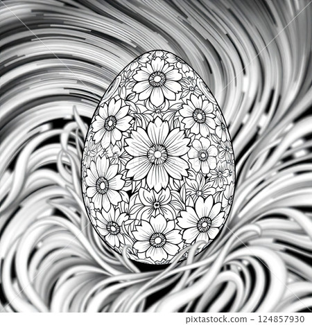 A beautifully detailed ornamental Easter egg design perfect for creative coloring. 124857930