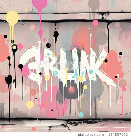 A bold grungy background filled with dynamic ink blots and expressive splashes. 124857952