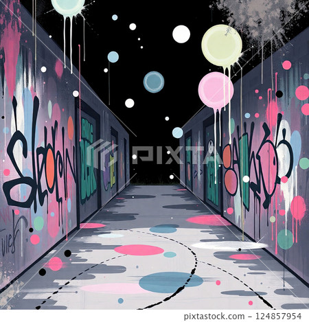 A bold grungy background filled with dynamic ink blots and expressive splashes. A bold grungy background filled with dynamic ink blots and expressive splashes. 124857954