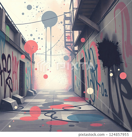 A bold grungy background filled with dynamic ink blots and expressive splashes. A bold grungy background filled with dynamic ink blots and expressive splashes. 124857955
