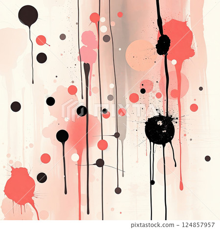 A bold grungy background filled with dynamic ink blots and expressive splashes. 124857957