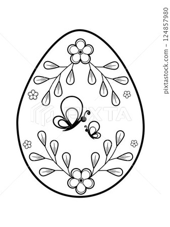 Easter Egg Design with Butterflies and Flowers Easter Egg Design with Butterflies and Flowers 124857980