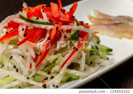 Salted Fish with Vegetables Japanese Style 124858102