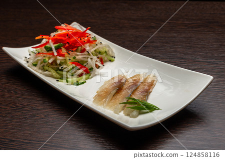 Salted Fish with Vegetables Japanese Style Salted Fish with Vegetables Japanese Style 124858116
