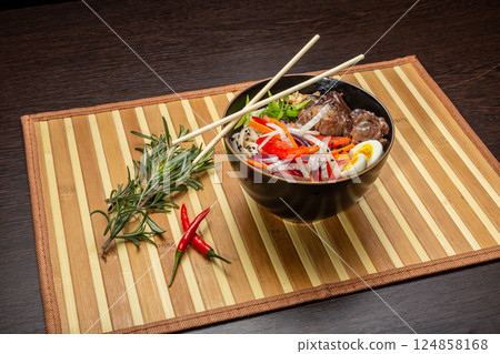 Beef Tail Soup with Egg and Vegetables, Japanese 124858168