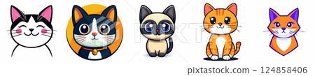 Cute and Colorful Cartoon Cats Cute and Colorful Cartoon Cats 124858406