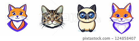 Cute Cat Portraits Playful Feline Characters Cute Cat Portraits Playful Feline Characters 124858407