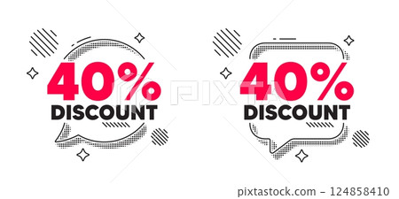 Discount chat speech bubble. Social media concept. 40 percent discount tag. Sale offer price sign. Special offer symbol. Line design chat bubble. Vector 124858410