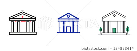 Building Architecture Design with Columns and Trees 124858414