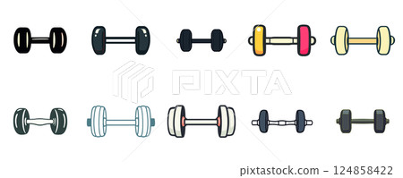 Dumbbells for Fitness and Strength Training in Gym Dumbbells for Fitness and Strength Training in Gym 124858422
