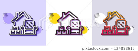 Packing things line icon. Halftone dotted pattern. Gradient icon with grain shadow. Home moving sign. Delivery service symbol. Line packing things icon. Various designs. Vector Packing things line icon. Halftone dotted pattern. Gradient icon with grain shadow. Home moving sign. Delivery service symbol. Line packing things icon. Various designs. Vector 124858613