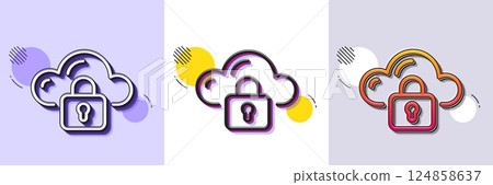 Cloud computing protection line icon. Halftone dotted pattern. Gradient icon with grain shadow. Internet data storage sign. File hosting technology symbol. Line cloud protection icon. Vector Cloud computing protection line icon. Halftone dotted pattern. Gradient icon with grain shadow. Internet data storage sign. File hosting technology symbol. Line cloud protection icon. Vector 124858637