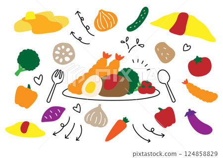 可愛的西餐蔬菜套餐 124858829