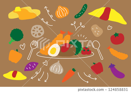 可愛的西餐蔬菜套餐 124858831