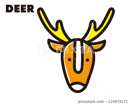 色彩鮮豔、流行的簡單動物插畫：鹿 124859172
