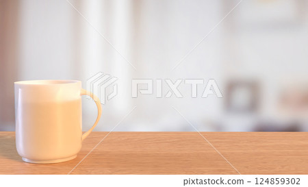 The coffee cup on wood table for hot drink concept 3d Rendering. 124859302