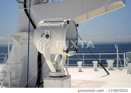Ferryboat roof deck and searchlight 124859583