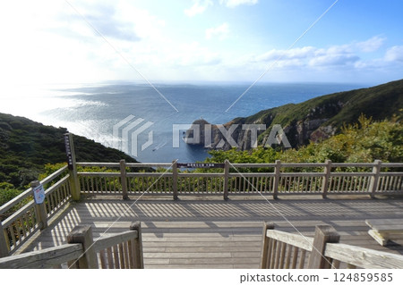 View of the Goto Islands from an observation deck: Osezaki Lighthouse on Fukue Island (Goto City, Nagasaki Prefecture) 124859585