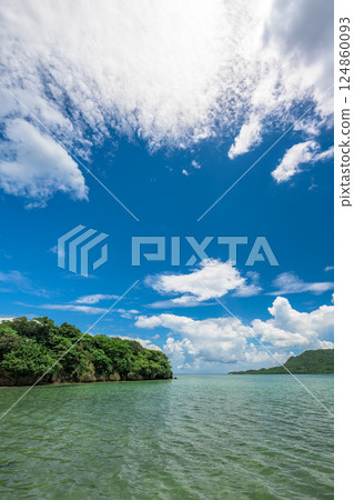 A view of Ishigaki Island's natural beauty with a striking contrast between the blue sky and clouds 124860093