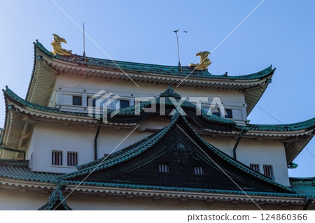 Cherry blossoms swaying in the spring breeze | Scenery of Nagoya Castle 124860366